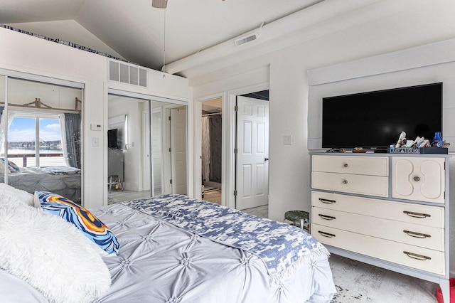 17570 Apache Trl, Howard City, MI 49329 - bedroom featuring lofted ceiling, access to outside, and visible vents