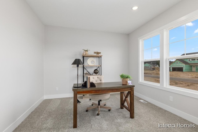 15748 Norwalk Rd, Grand Haven, MI 49417 - office area with baseboards, carpet flooring, and recessed lighting