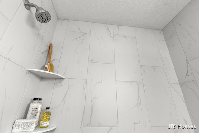 12580 Riverton Rd, Grand Haven, MI 49417 - bathroom view of tiled shower and a textured ceiling