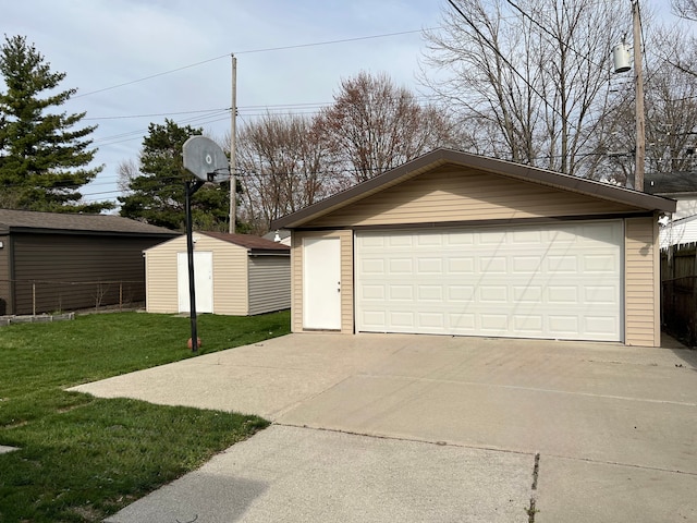 detached garage with fence
