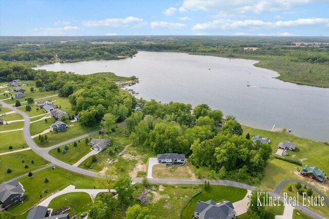 9465 Wabasis Pointe Dr NE, Greenville, MI 48838 - aerial view of property's location with a nearby body of water and a forest