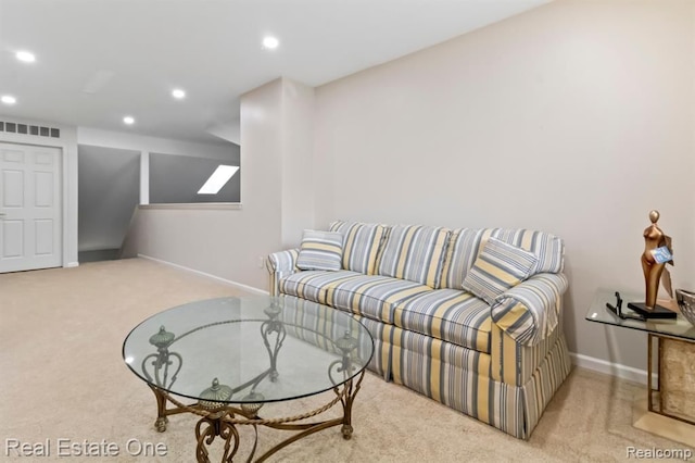 45089 Klingkammer St, Utica, MI 48317 - living area featuring carpet floors, baseboards, recessed lighting, and visible vents