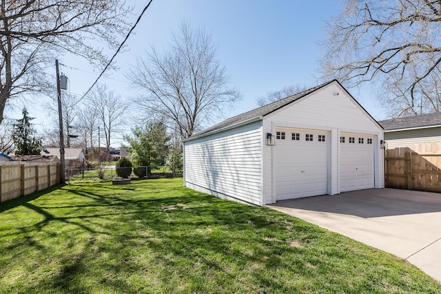 detached garage with fence
