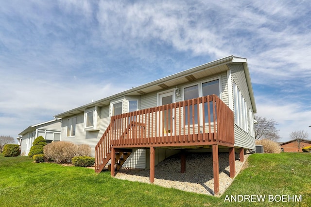 332 Royal Park Dr, Zeeland, MI 49464 - rear view of property with a lawn, stairway, and a deck