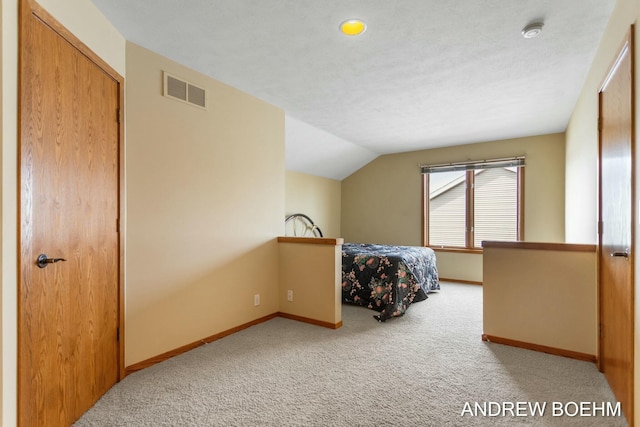 332 Royal Park Dr, Zeeland, MI 49464 - carpeted bedroom with visible vents, baseboards, and lofted ceiling