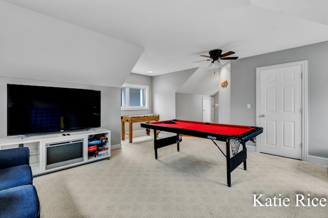 5575 Beechmont Rd, Whitehall, MI 49461 - recreation room with ceiling fan, baseboards, billiards, and carpet