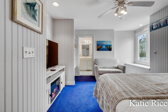 5575 Beechmont Rd, Whitehall, MI 49461 - bedroom featuring carpet, recessed lighting, and ceiling fan