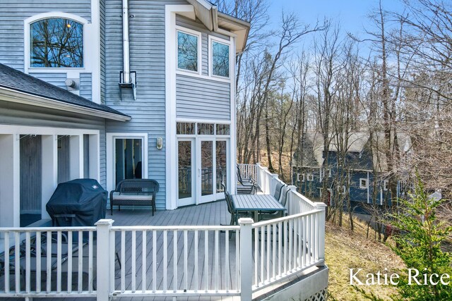 5575 Beechmont Rd, Whitehall, MI 49461 - wooden terrace with grilling area
