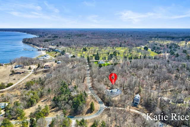 5575 Beechmont Rd, Whitehall, MI 49461 - birds eye view of property featuring a forest view and a water view