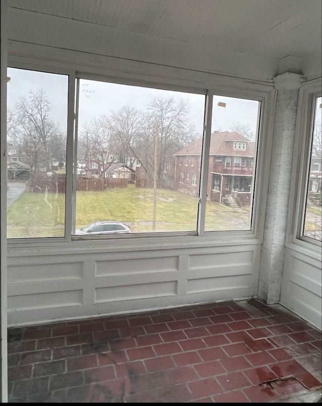 view of unfurnished sunroom