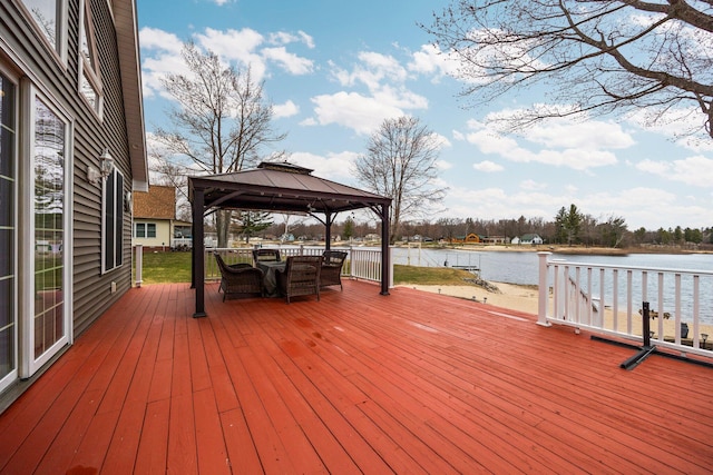 1219 Nokomis Dr, Gladwin, MI 48624 - wooden terrace with a gazebo and a water view