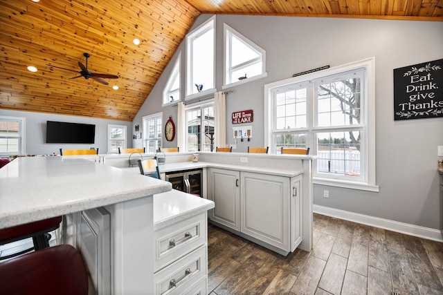 1219 Nokomis Dr, Gladwin, MI 48624 - kitchen featuring wood ceiling, a wealth of natural light, and open floor plan