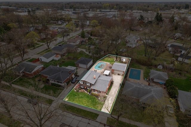 bird's eye view with a residential view