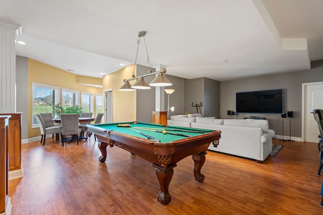 7455 Groveland Rd, Holly, MI 48442 - game room with recessed lighting, light wood-type flooring, pool table, and baseboards