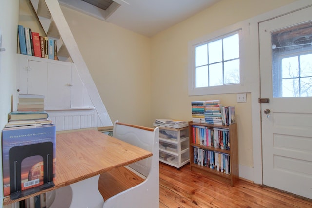 office area featuring light wood-style flooring