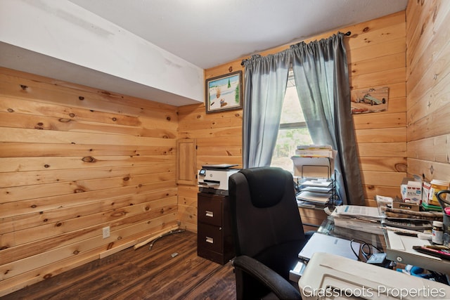 2697 N 176th Ave, Walkerville, MI 49459 - office featuring wooden walls and dark wood finished floors