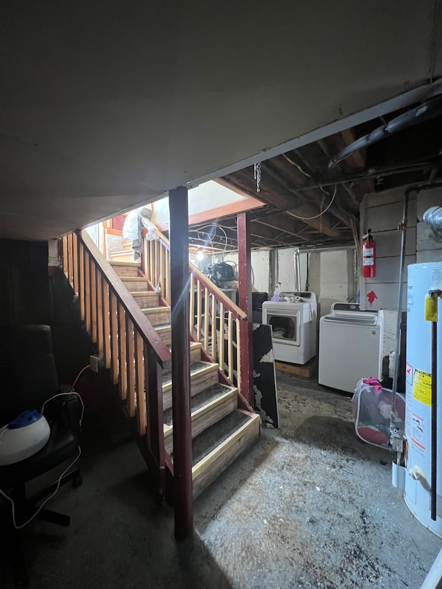 2011 Goddard Rd, Lincoln Park, MI 48146 - unfinished below grade area with stairs, independent washer and dryer, and gas water heater