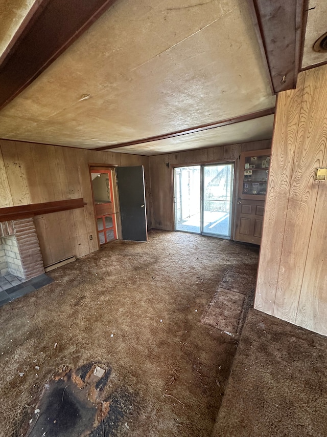 interior space with wooden walls