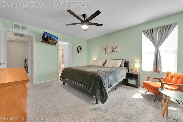 51306 Kirby Dr, Chesterfield, MI 48047 - carpeted bedroom featuring baseboards, ceiling fan, and connected bathroom