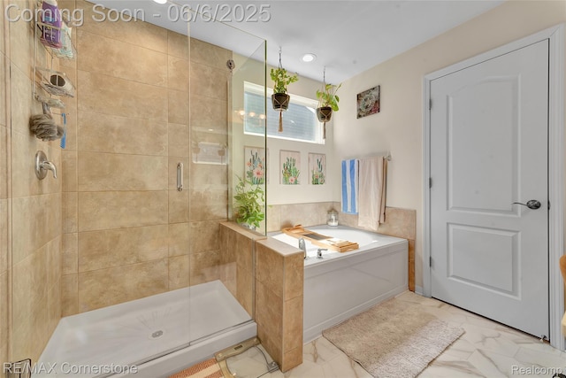 51306 Kirby Dr, Chesterfield, MI 48047 - full bath with marble finish flooring, a shower stall, and a garden tub