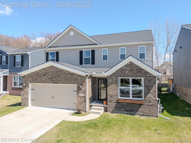 51306 Kirby Dr, Chesterfield, MI 48047 - view of front of house featuring brick siding, concrete driveway, and roof with shingles
