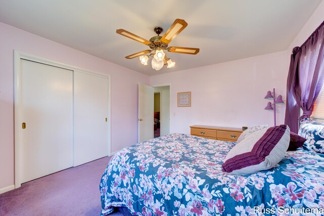 1760 Leif Ave, Muskegon, MI 49441 - carpeted bedroom featuring a closet and ceiling fan