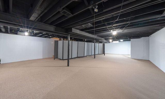 finished basement with carpet flooring