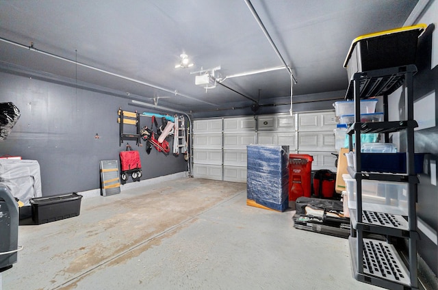 garage with a garage door opener