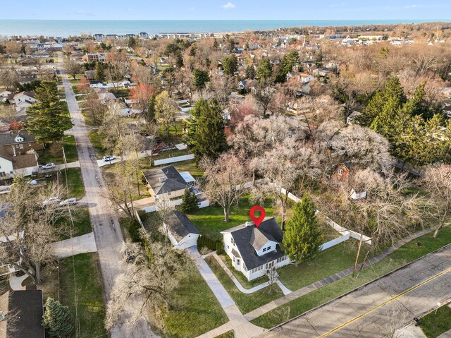 516 W Detroit St, New Buffalo, MI 49117 - bird's eye view with a residential view and a water view