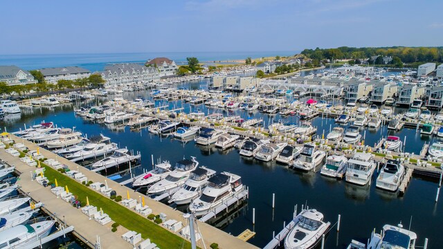 516 W Detroit St, New Buffalo, MI 49117 - birds eye view of property featuring a water view