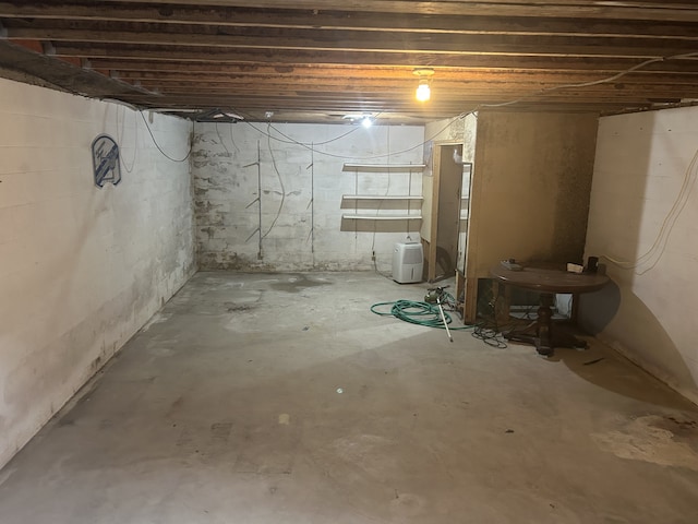 view of unfinished basement
