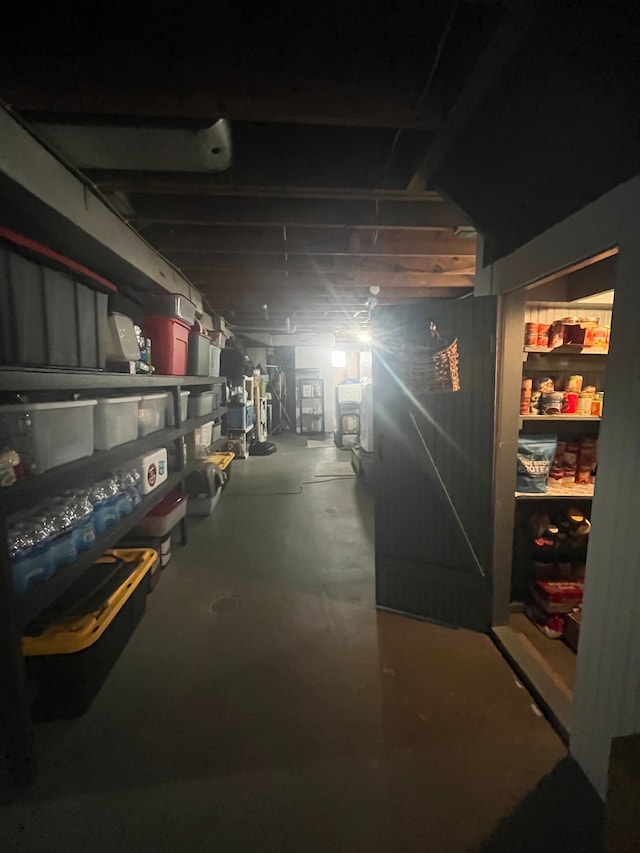 view of unfinished basement