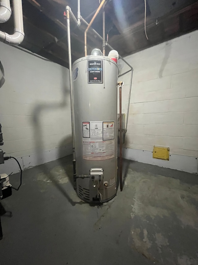 utility room with gas water heater