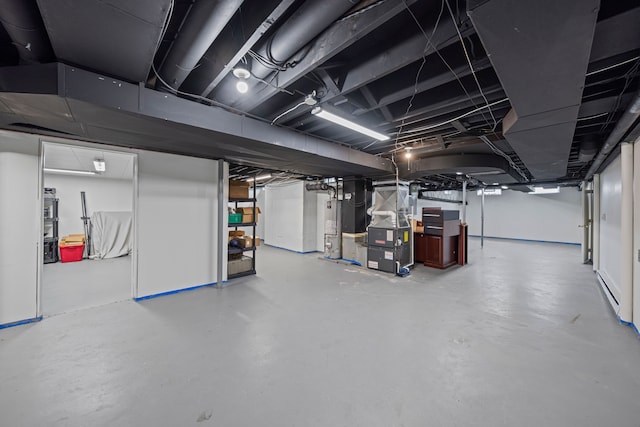 unfinished below grade area with heating unit
