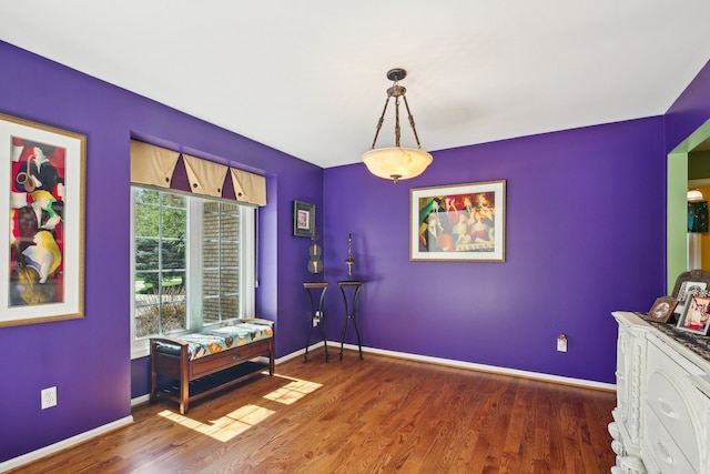 interior space featuring baseboards and wood finished floors