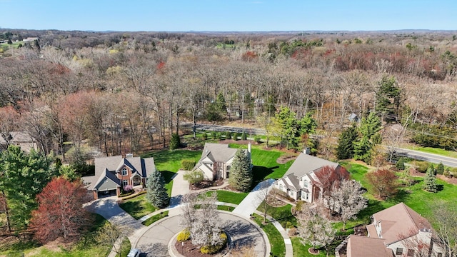 bird's eye view with a residential view and a forest view