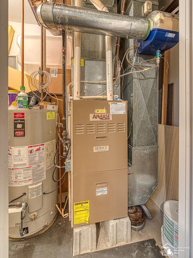 utility room with water heater