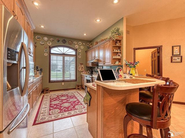 office area featuring visible vents, baseboards, recessed lighting, and light tile patterned floors