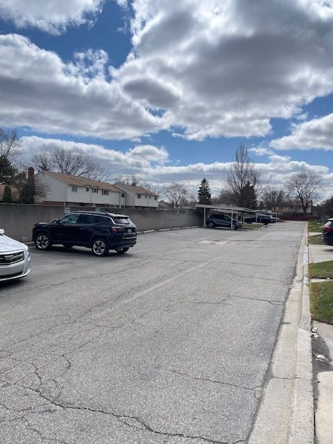 view of street featuring curbs