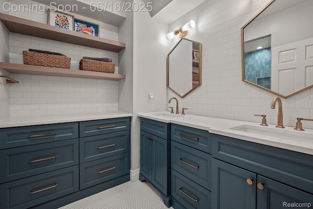 2010 W Valley Rd, Bloomfield Hills, MI 48304 - full bathroom featuring backsplash and double vanity