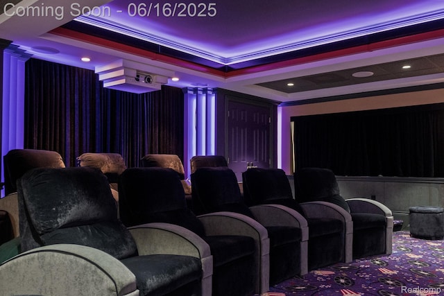 2010 W Valley Rd, Bloomfield Hills, MI 48304 - cinema room featuring carpet flooring and a raised ceiling