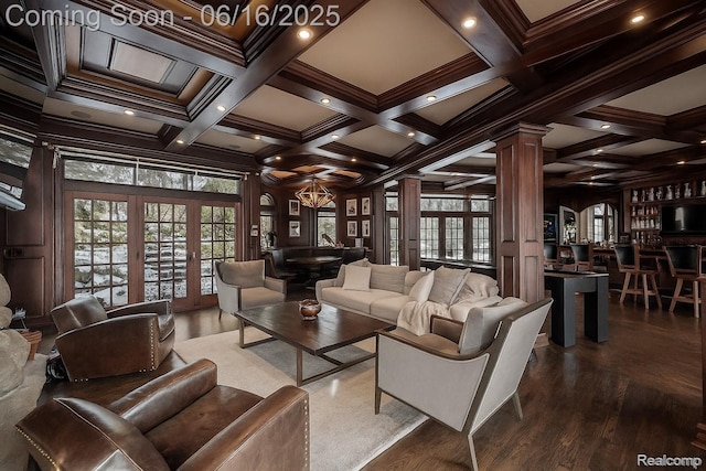 2010 W Valley Rd, Bloomfield Hills, MI 48304 - building lobby featuring coffered ceiling, ornamental molding, and beam ceiling