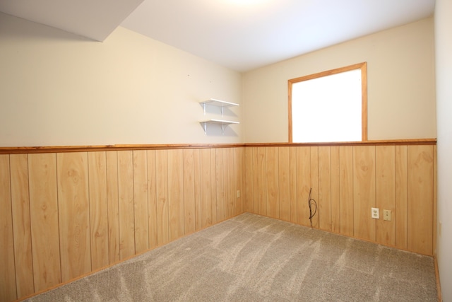 1154 Martin Dr, Frankfort, MI 49635 - carpeted empty room featuring wainscoting and wood walls
