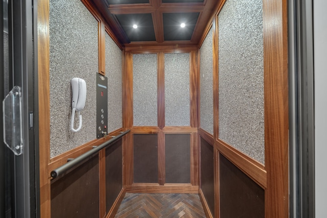interior space with elevator