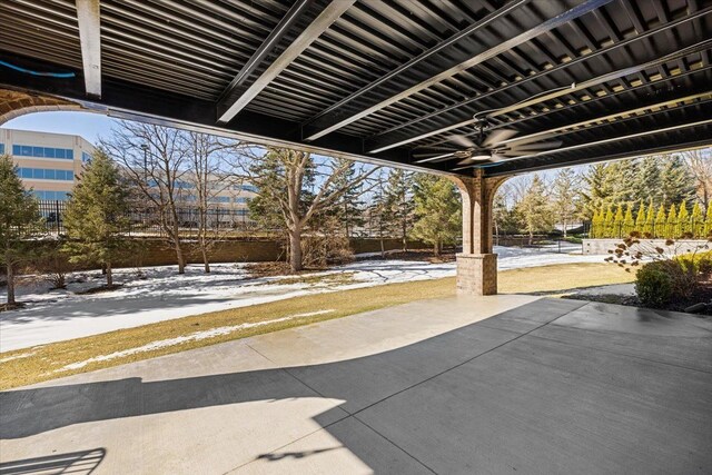 3888 Thatcher Dr, Rochester Hills, MI 48309 - view of patio / terrace featuring a ceiling fan and fence