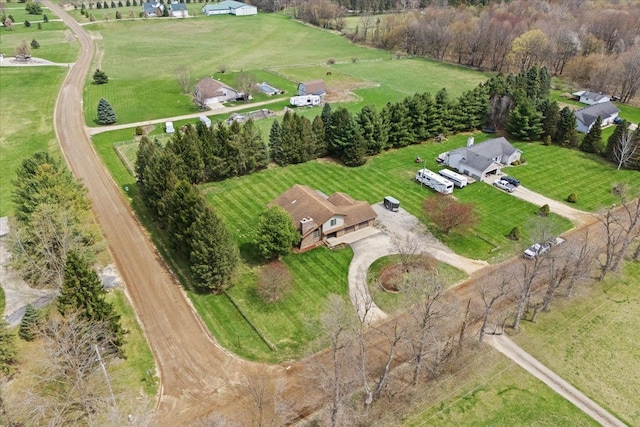 aerial view with a rural view