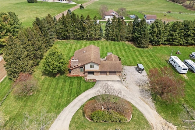 bird's eye view featuring a rural view
