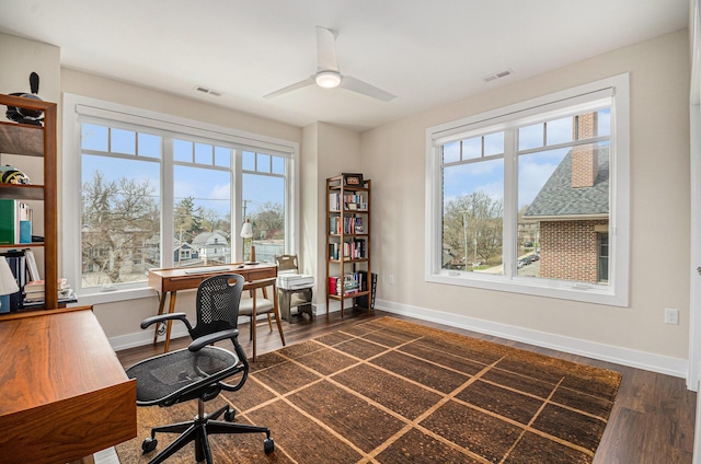 441 S Ashley Unit 306, Ann Arbor, MI 48103 - office featuring baseboards, visible vents, and a wealth of natural light