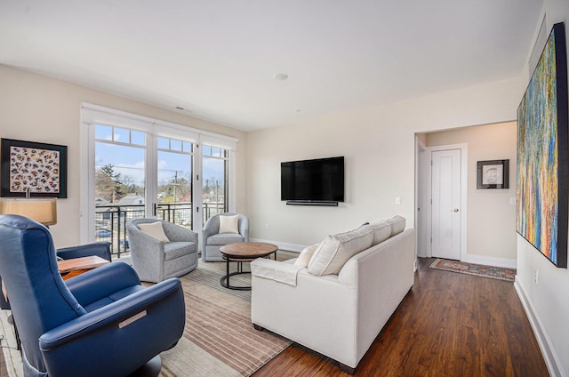 441 S Ashley Unit 306, Ann Arbor, MI 48103 - living room with baseboards and dark wood-style flooring