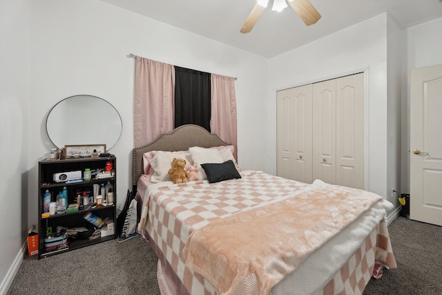 11613 Butler Rd, Willis, MI 48191 - carpeted bedroom with a closet, a ceiling fan, and baseboards